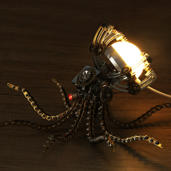 3d metal steampunk galaxy craft puzzle mechanical octopus with desk lamp model diy assembly for home decor creative gift-1060pcs 3d metal steampunk galaxy craft puzzle mechanical octopus with desk lamp model diy assembly for home decor creative gift-1060pcs