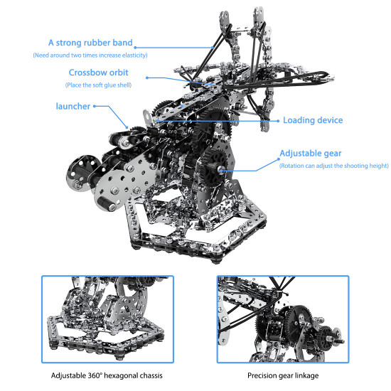3d metal mechanical puzzle dragon crossbow model assembly kit for kids, teens, and adults-812pcs 3d metal mechanical puzzle dragon crossbow model assembly kit for kids, teens, and adults-812pcs