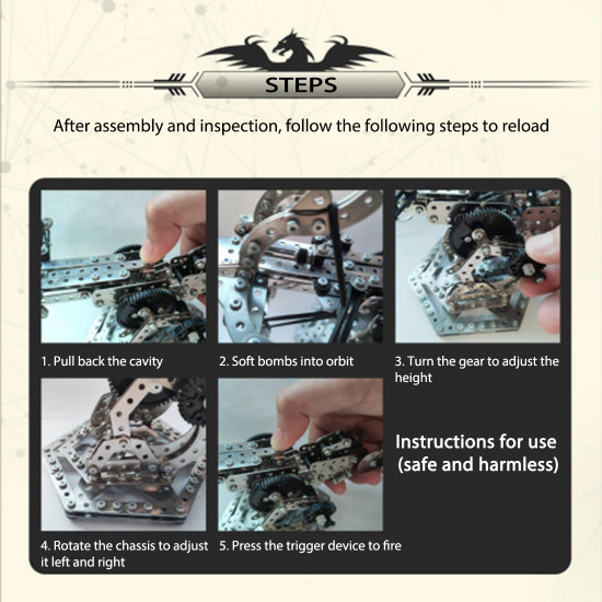 3d metal mechanical puzzle dragon crossbow model assembly kit for kids, teens, and adults-812pcs 3d metal mechanical puzzle dragon crossbow model assembly kit for kids, teens, and adults-812pcs
