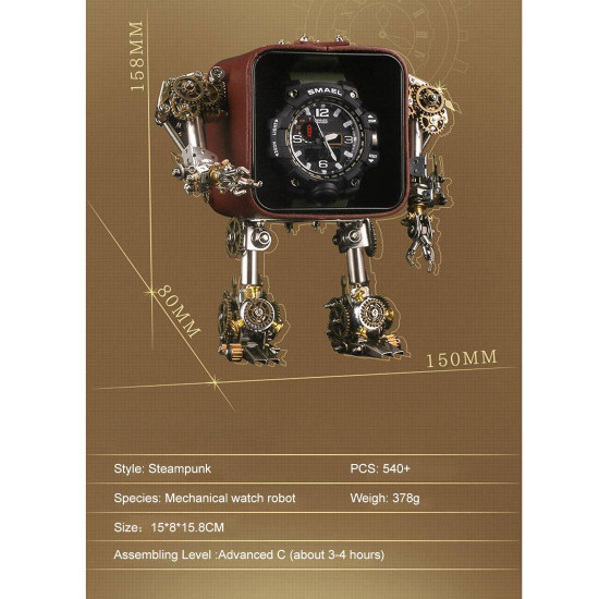 540pcs+ diy mechanical chronos watch stand mecha warrior metal model 540pcs+ diy mechanical chronos watch stand mecha warrior metal model