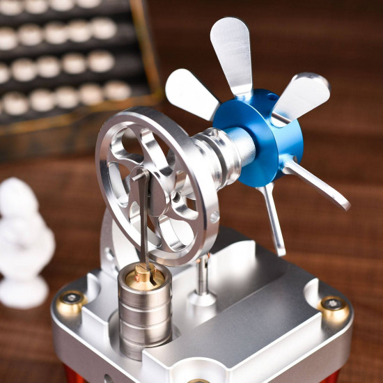 air-cooled metal vertical stirling engine with flywheel fan model education toy