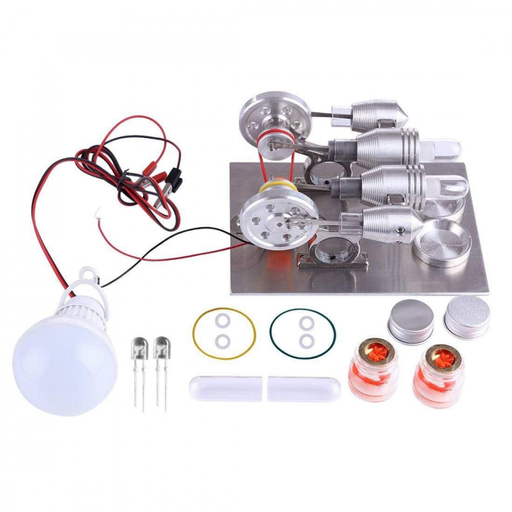 double cylinder stirling engine motor model educational toy electricity ...