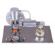 l type silver stirling engine generator model with bulb voltage digital display meter