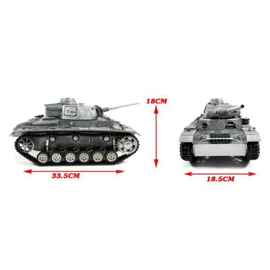 mato 1:16 wwii german panzer iii full metal remote control military tank model -  shot version