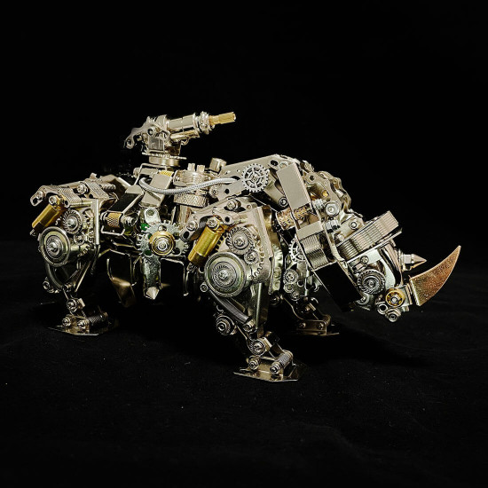 mechanical 3d diy metal rhino puzzle assembly model 700+pcs mechanical 3d diy metal rhino puzzle assembly model 700+pcs