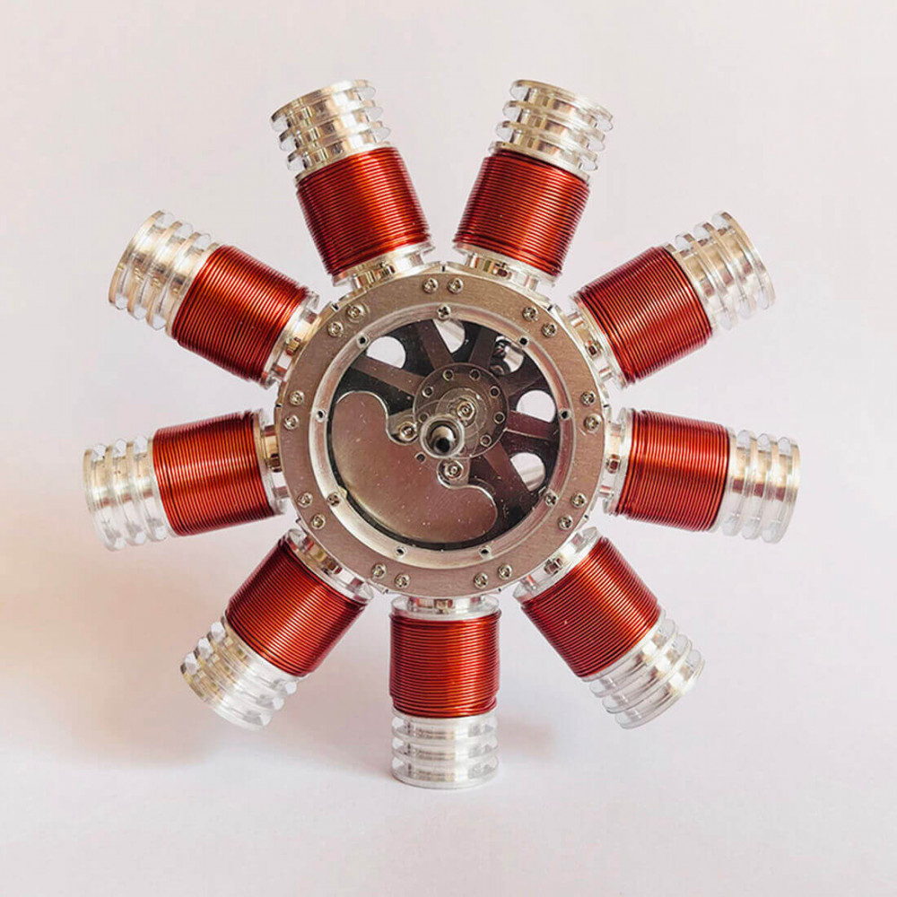 mini 9 cylinder electromagnetic motor radial solenoid engine brushless ...