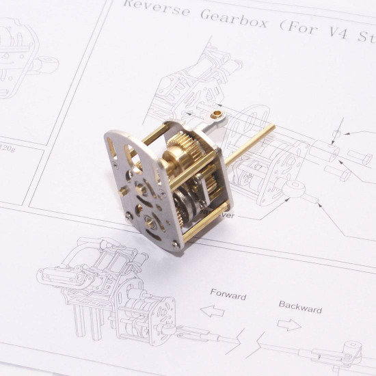 mini v4 brass steam engine model reverse gearbox (without boiler) mini v4 brass steam engine model reverse gearbox (without boiler)