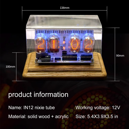 nostalgic nixie vacuum tube clock in-12 retro electronic clock nostalgic nixie vacuum tube clock in-12 retro electronic clock