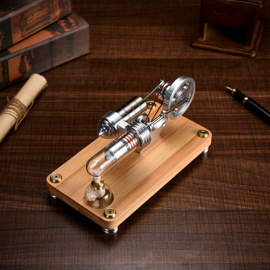 γ-shape led lights stirling engine model with wooden base science experiment teaching gift γ-shape led lights stirling engine model with wooden base science experiment teaching gift