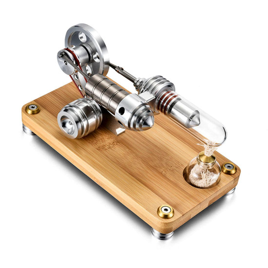 γ-shape led lights stirling engine model with wooden base science experiment teaching gift γ-shape led lights stirling engine model with wooden base science experiment teaching gift