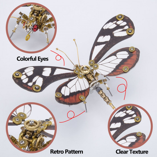 steampunk 3d butterfly model metal puzzle diy assembly kit for kids, teens and adults (150pcs+) steampunk 3d butterfly model metal puzzle diy assembly kit for kids, teens and adults (150pcs+)