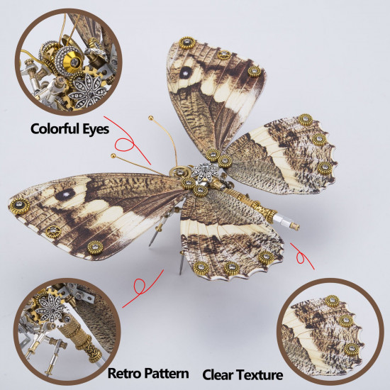 steampunk 3d butterfly model metal puzzle diy assembly kit for kids, teens and adults (150pcs+) steampunk 3d butterfly model metal puzzle diy assembly kit for kids, teens and adults (150pcs+)