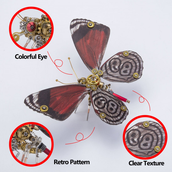 steampunk 3d butterfly model metal puzzle diy assembly kit for kids, teens and adults (150pcs+) steampunk 3d butterfly model metal puzzle diy assembly kit for kids, teens and adults (150pcs+)