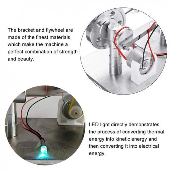 stirling engine kit motor model electricity power generator with led physics educational toys