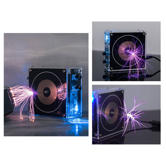 vinyl record shape bluetooth musical magic beat electron tesla coil with long arc & dual mode - us plug vinyl record shape bluetooth musical magic beat electron tesla coil with long arc & dual mode - us plug